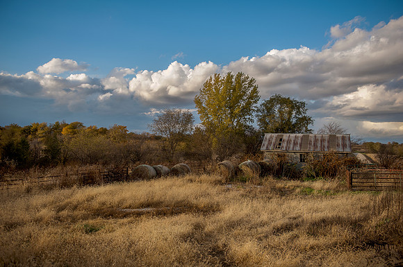 Barn and Hay Bales