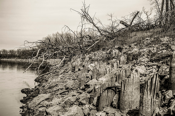 Old Pylons on Missouri River
