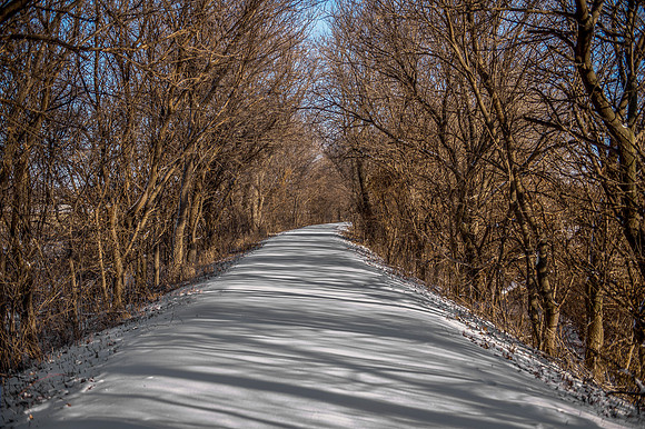Snow Covered Trail on a beautiful December day in Iowa