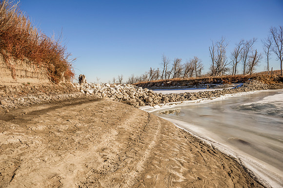 Rocky Walkway across the Missouri River